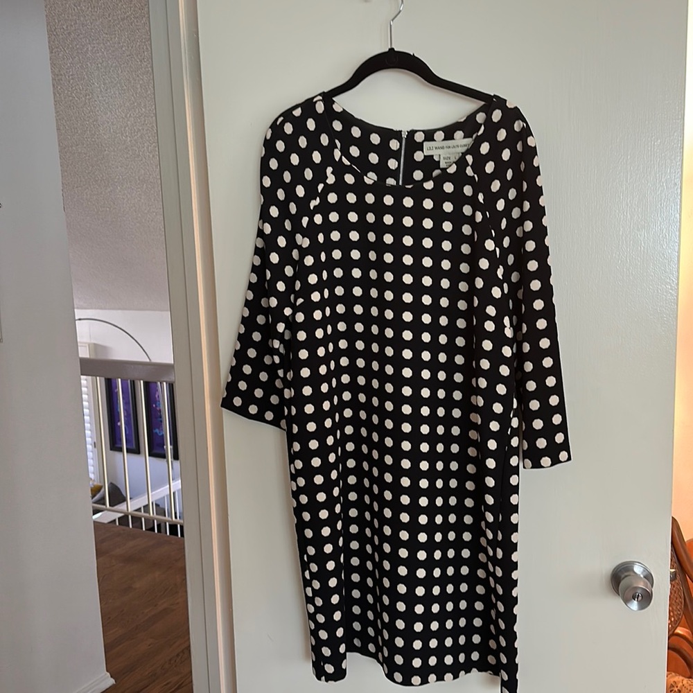 Lili Wang for Lili’s Closet - Anthropologie black polka dot mini dress L